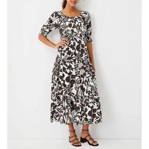 Ann Taylor Foliage Tiered Midi Dress 4 NWT